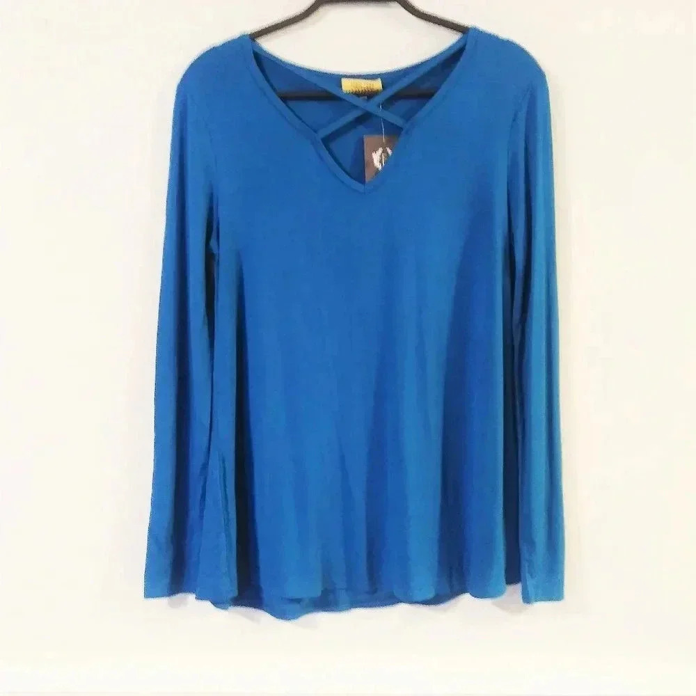 Piko 1988 Teal Long sleeve ‎ T-shirt Blouse NWT